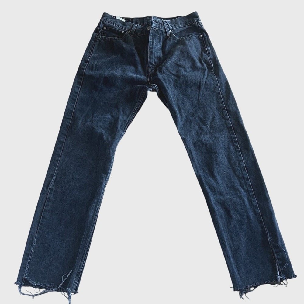 Levi's‎ Black Cotton 505 Straight Leg Mid Rise Denim Mens Jeans Size 33 x 34